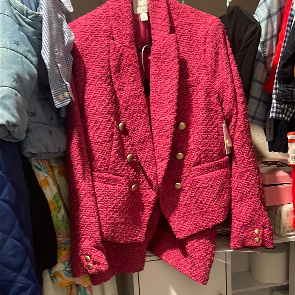Nine West Women's Pink Textured Blazer & skirt